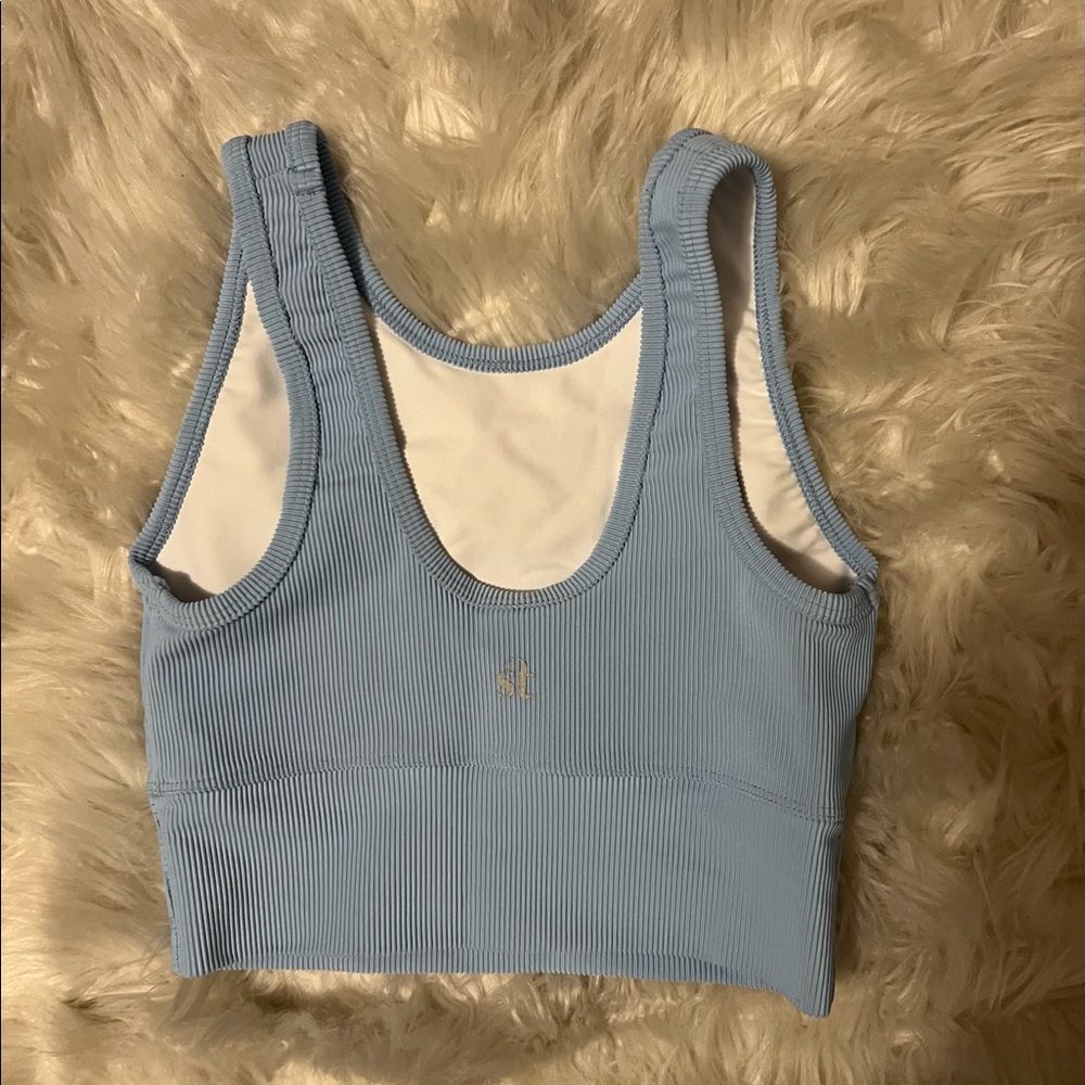 Blue workout crop top tank